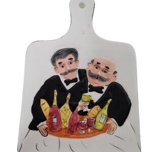 vintage 1990's chefs design small 8.5"l x 6"w ceramic cutting board.